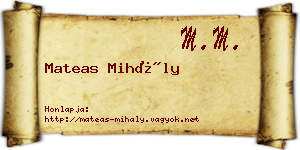 Mateas Mihály névjegykártya